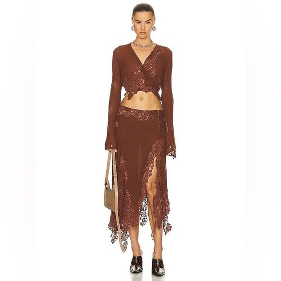 NWT Acne Studios Lightweight georgette fabric with floral embroidery Size 12(42) - Picture 11 of 12